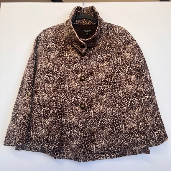 Talbots Jackets & Blazers - Talbots Velvet Animal Print Lined Jacket Large Accent Buttons Sz 10 Mob Wife